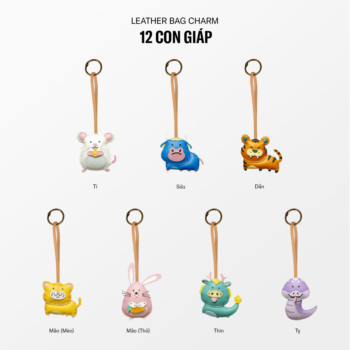 Móc Khóa Da Chủ Đề 12 Con Giáp