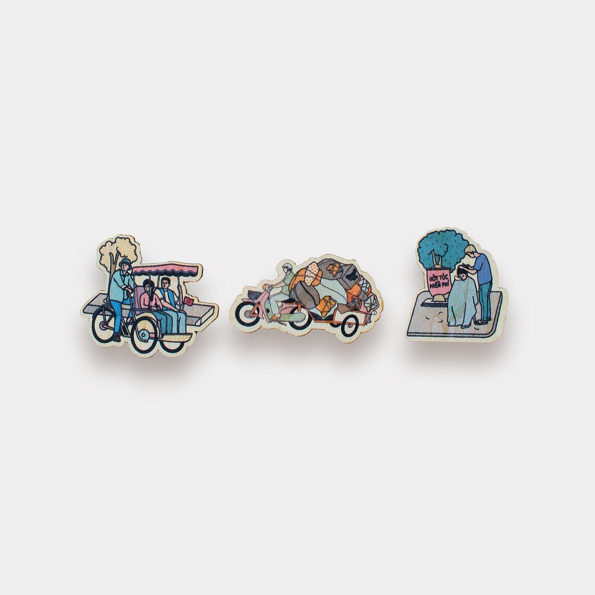 Pin Gỗ - Hớt tóc, Xích lô, Vận chuyển