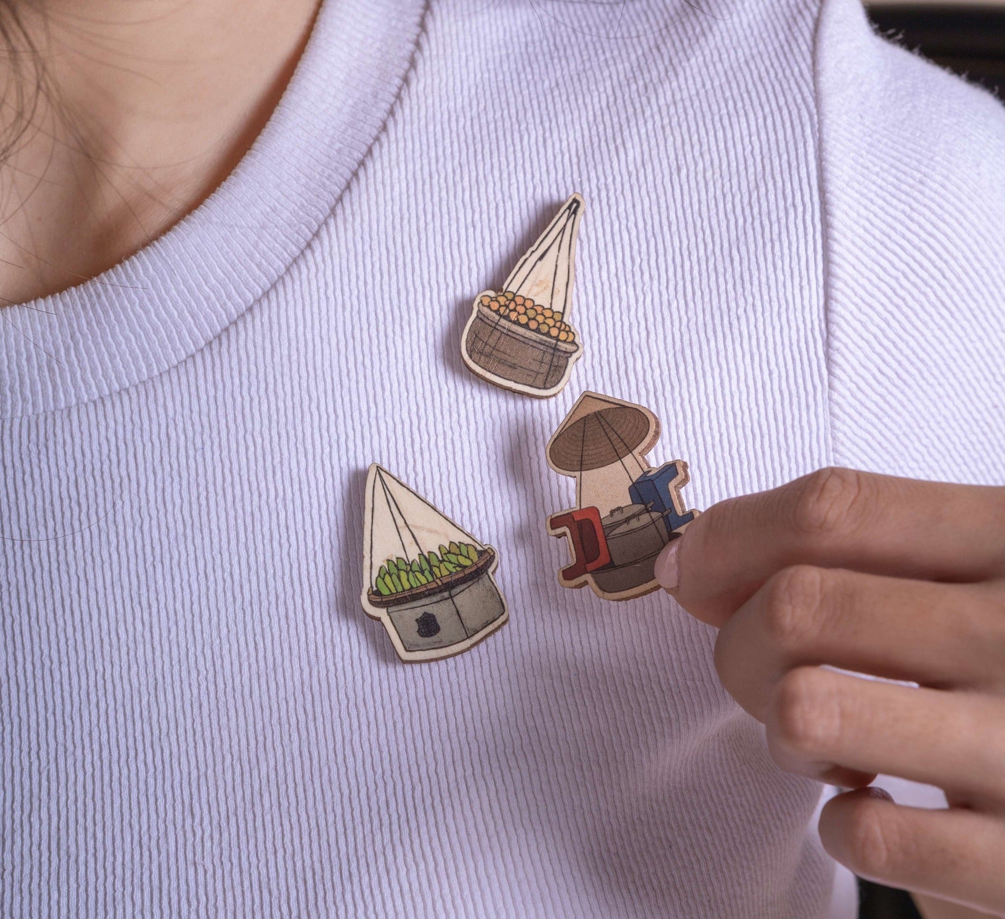 Pin Gỗ - Gánh hàng rong, Gánh cam, Gánh chuối