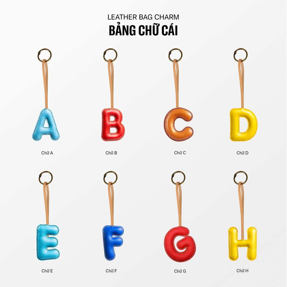 Móc Khóa Da Chủ Đề Bảng Chữ Cái