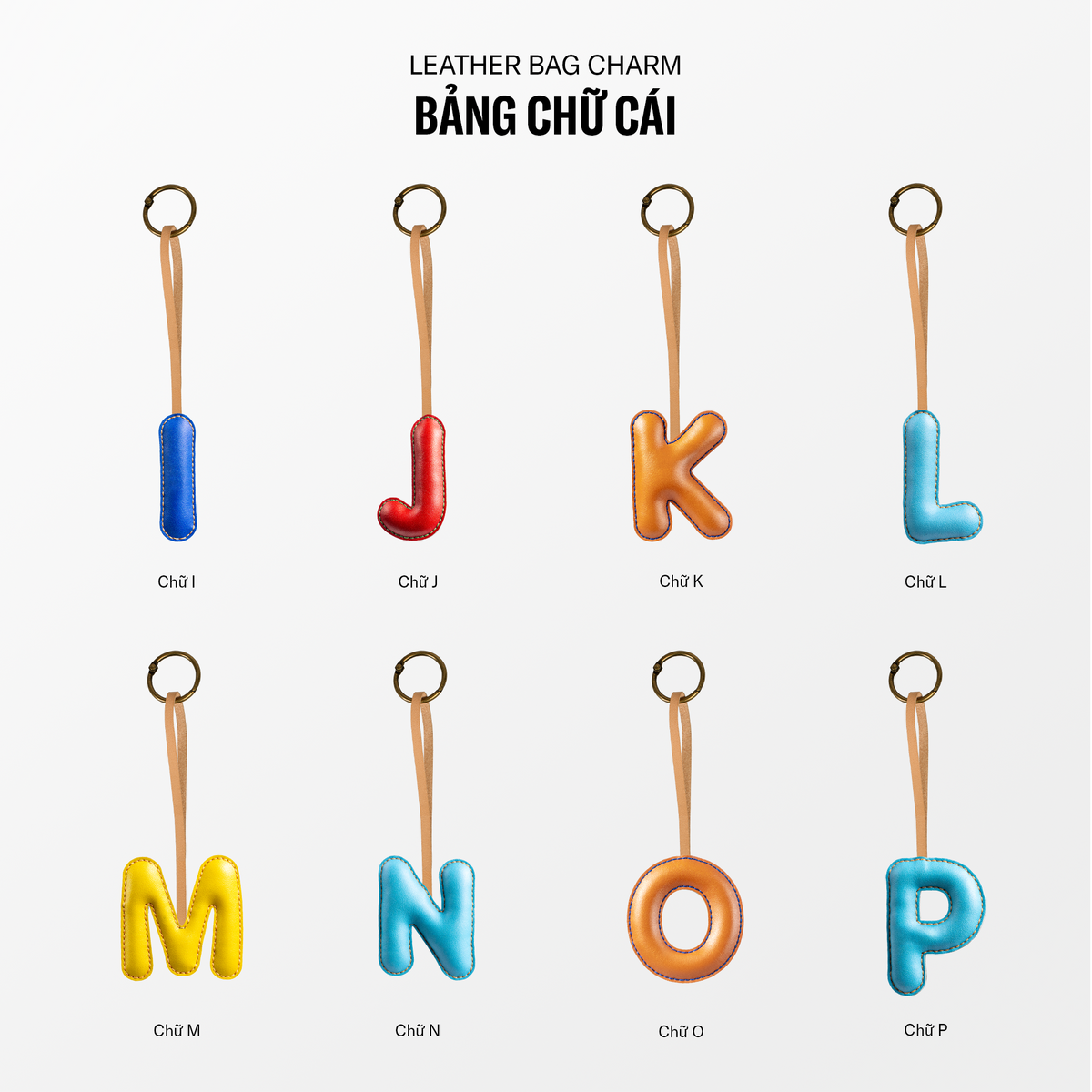 Móc Khóa Da Chủ Đề Bảng Chữ Cái