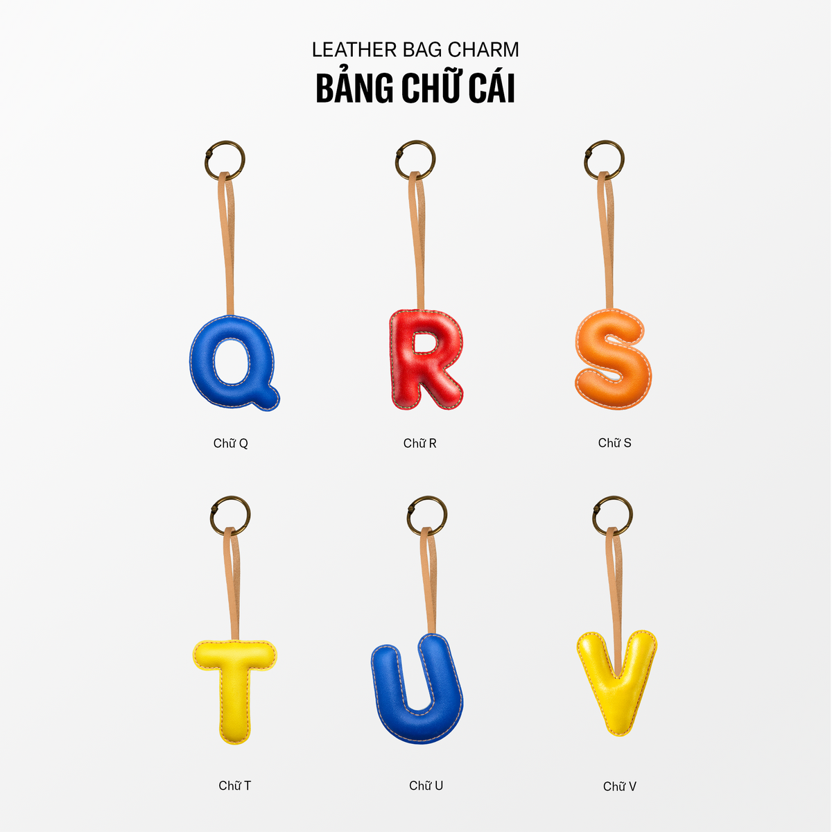 Móc Khóa Da Chủ Đề Bảng Chữ Cái