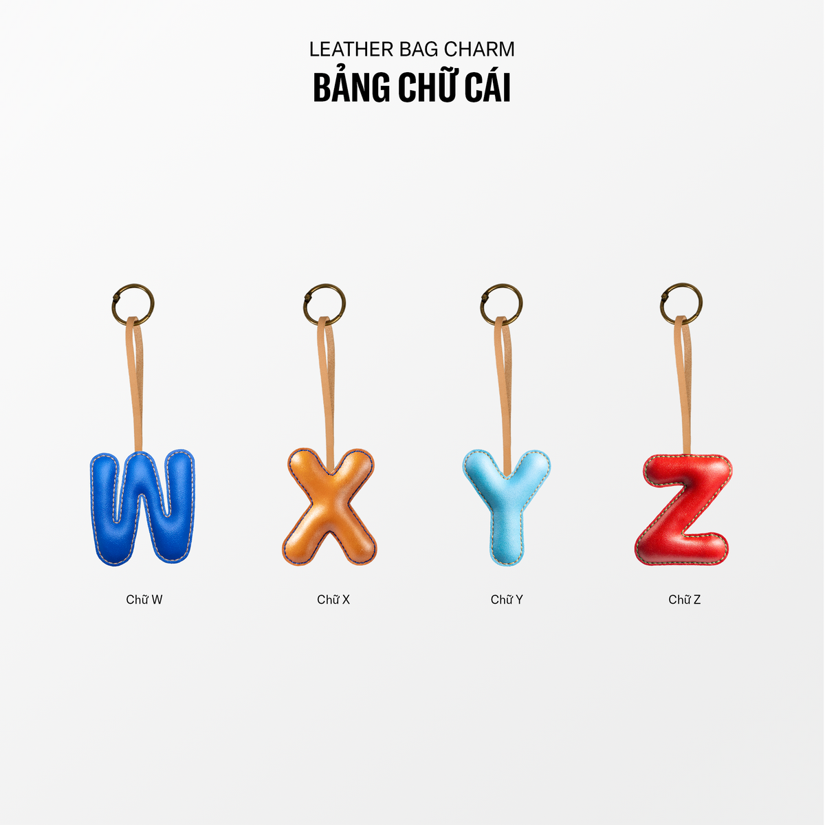 Móc Khóa Da Chủ Đề Bảng Chữ Cái