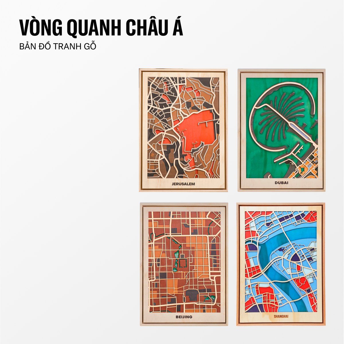 Bản Đồ Tranh Gỗ - Châu Á
