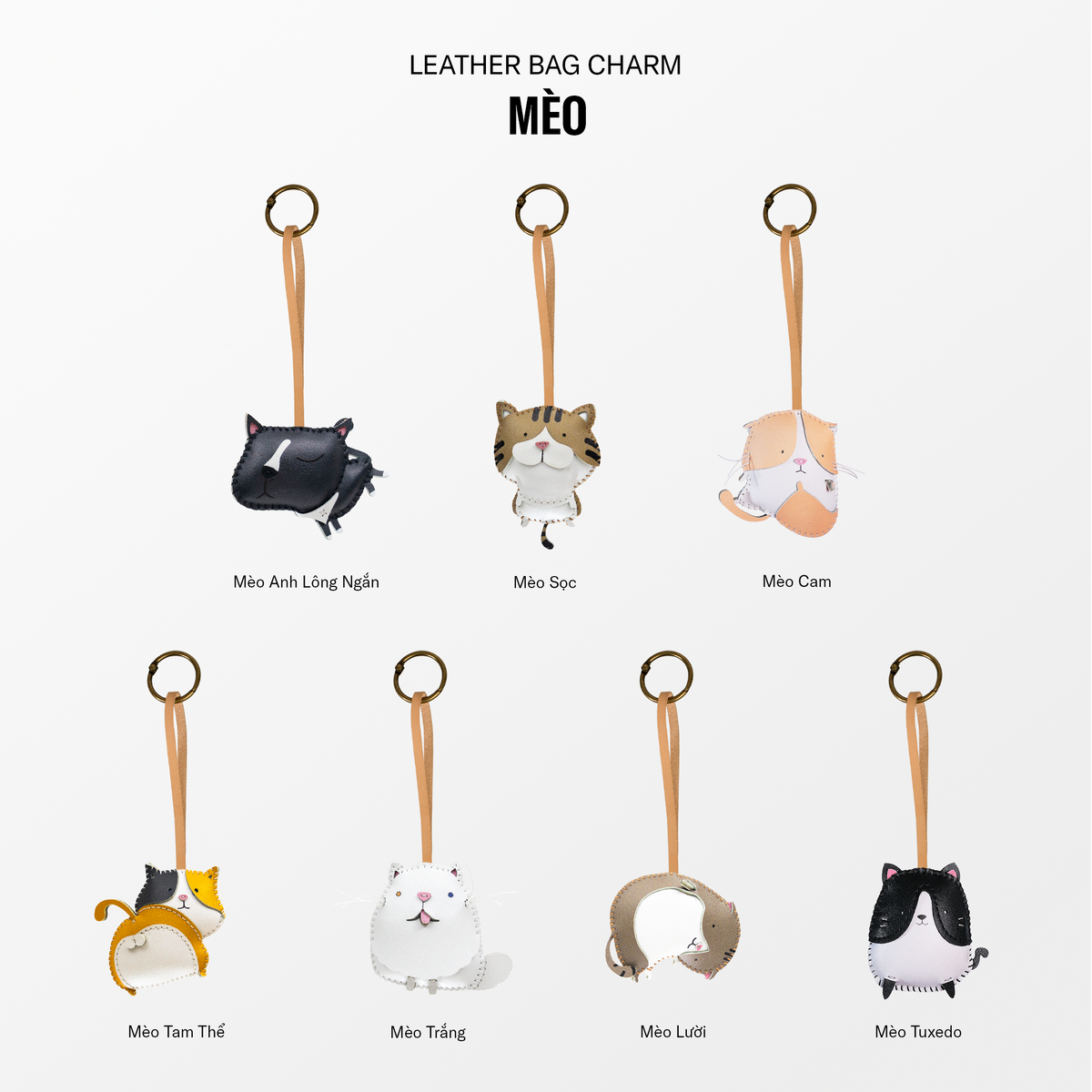 Móc Khóa Da Chủ Đề Mèo Cưng
