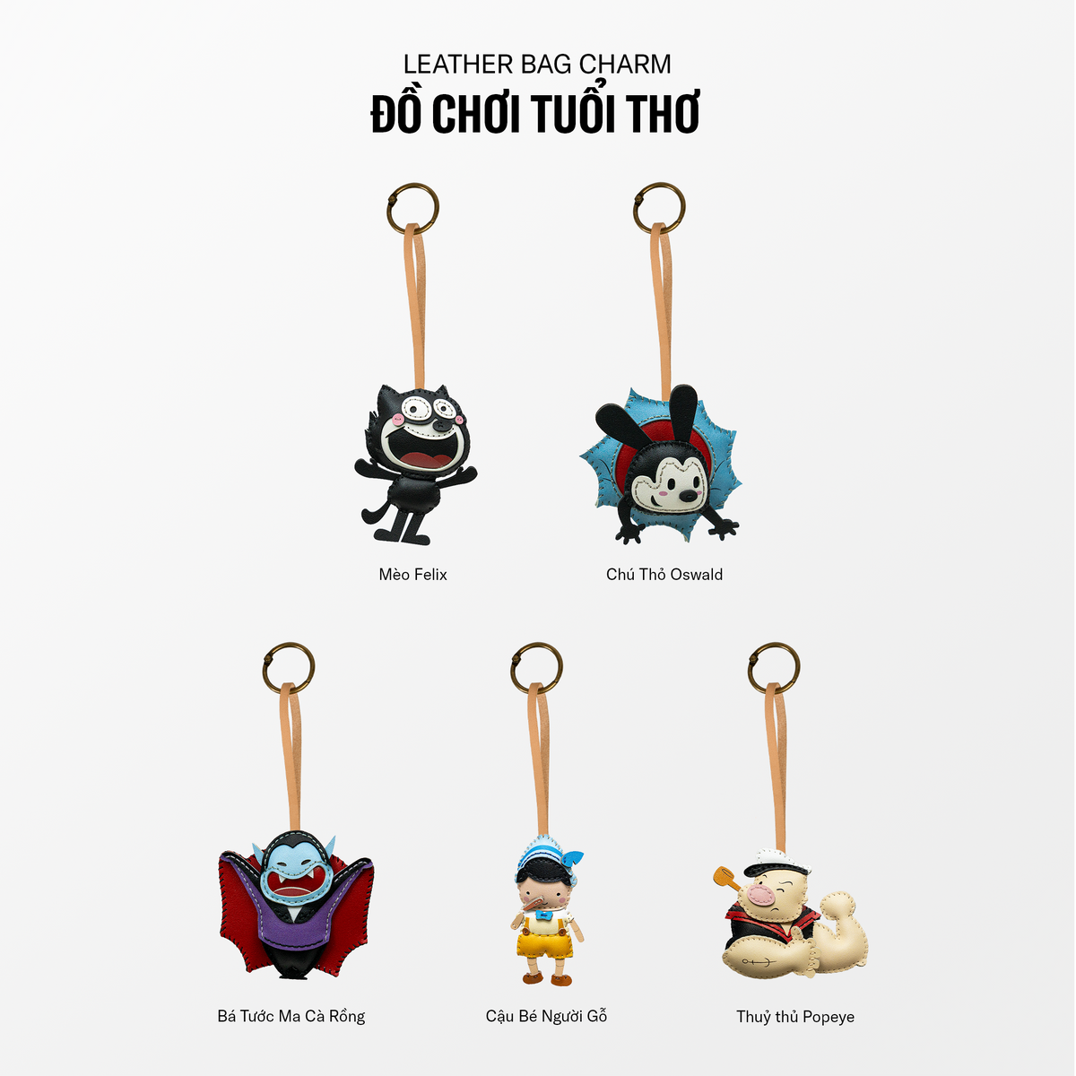 Móc Khóa Da Chủ Đề Nhân Vật Tuổi Thơ