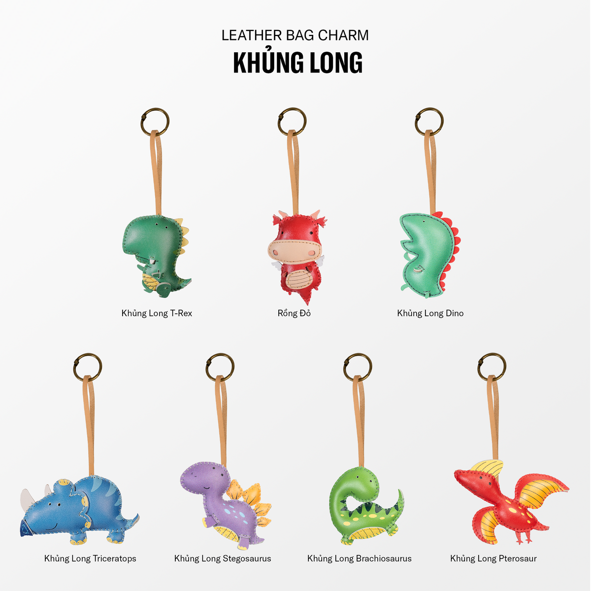 Móc Khóa Da Chủ Đề Khủng Long
