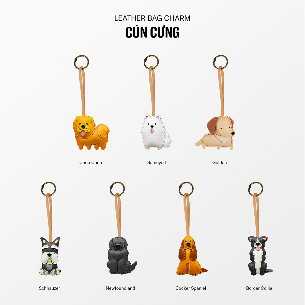 Móc Khóa Da Chủ Đề Cún Cưng