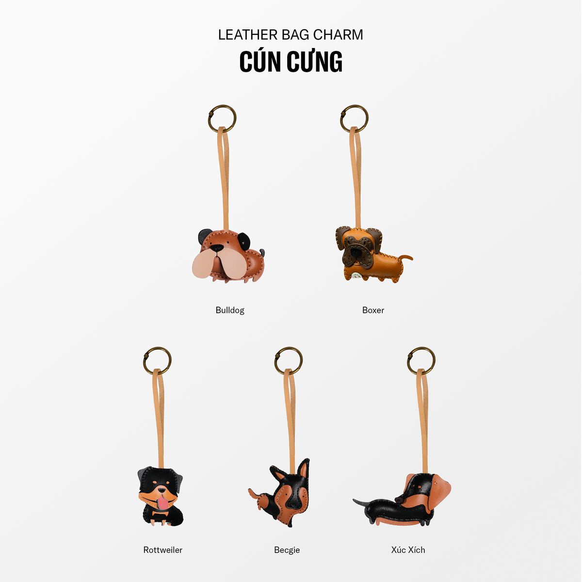 Móc Khóa Da Chủ Đề Cún Cưng