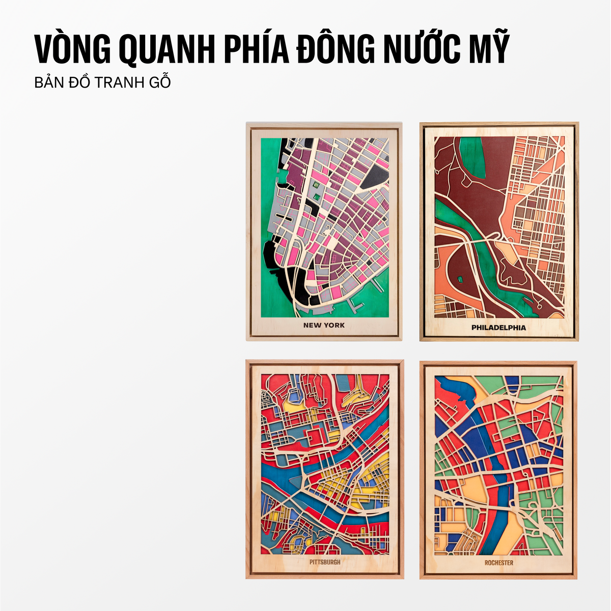 Bản Đồ Tranh Gỗ - Phía Đông Nước Mỹ