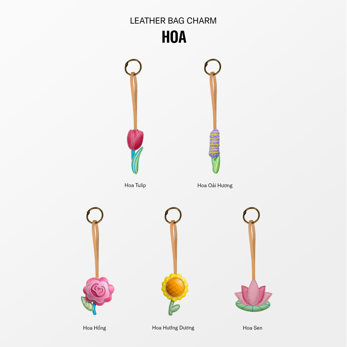 Móc Khóa Da Chủ Đề Hoa
