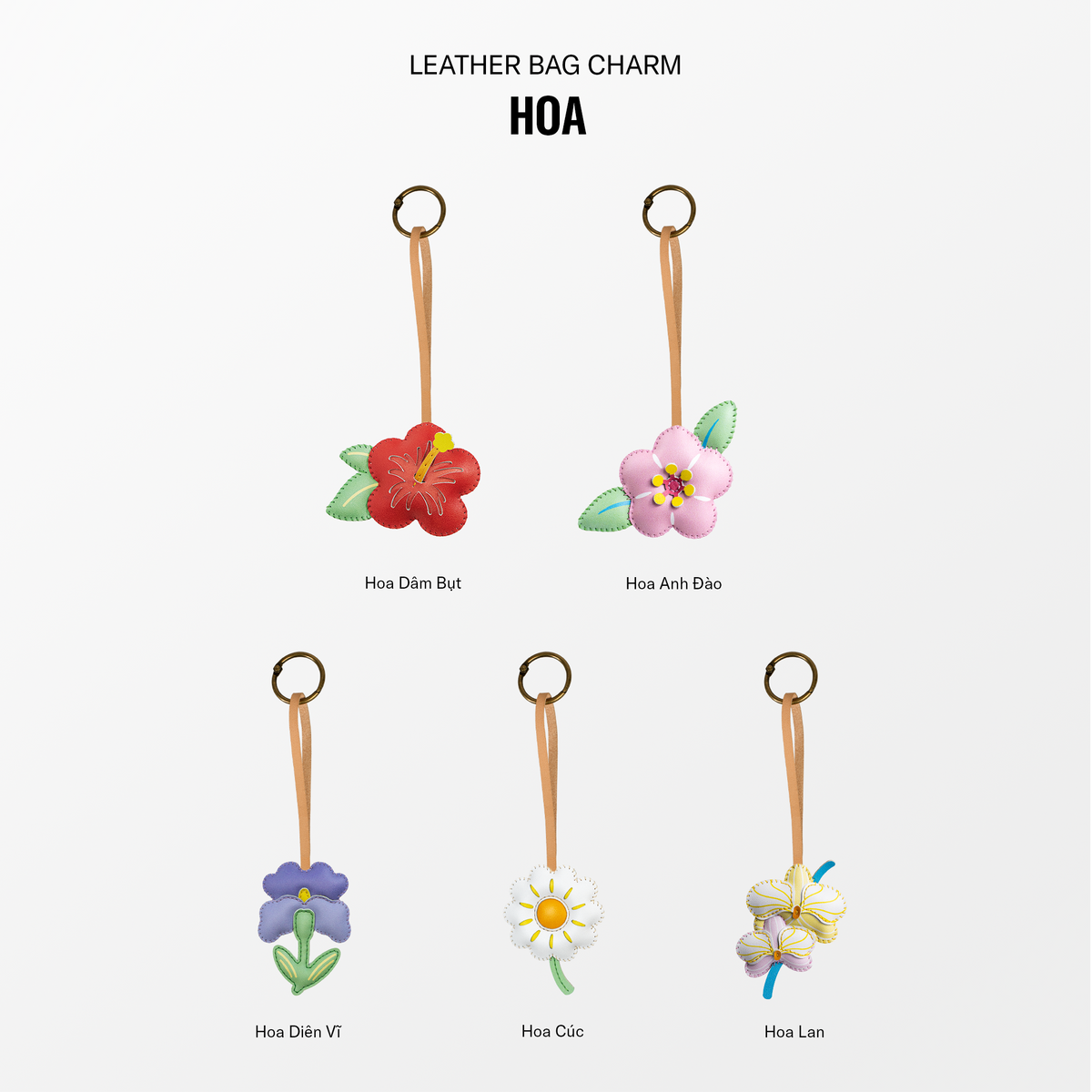 Móc Khóa Da Chủ Đề Hoa