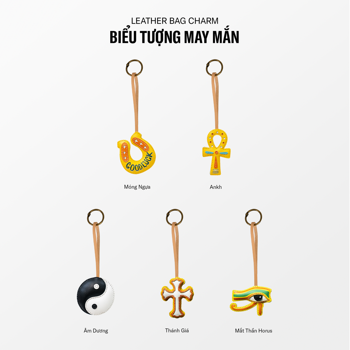 Móc Khóa Da Chủ Đề Biểu Tượng May Mắn