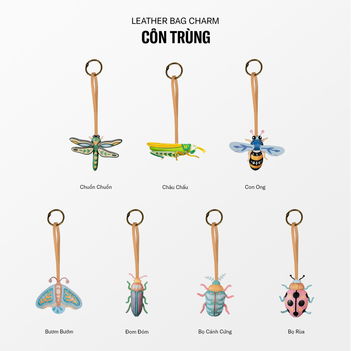 Móc Khóa Da Chủ Đề Côn Trùng