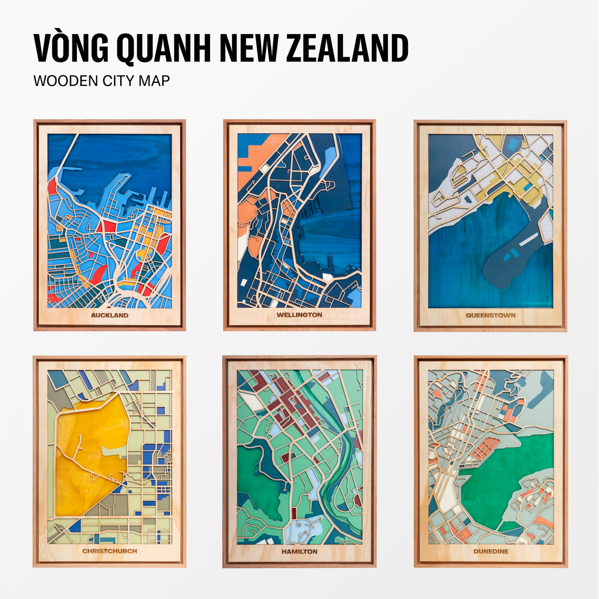 Bản Đồ Tranh Gỗ - Vòng Quanh New Zealand