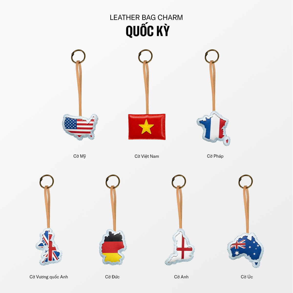 Móc Khoá Da Chủ Đề Lá Cờ Thế Giới