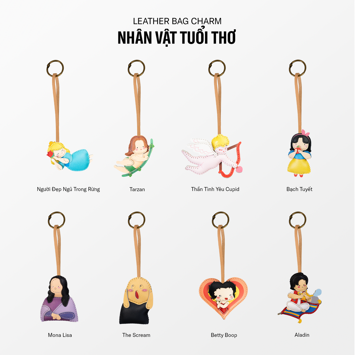 Móc Khóa Da Chủ Đề Nhân Vật Tuổi Thơ