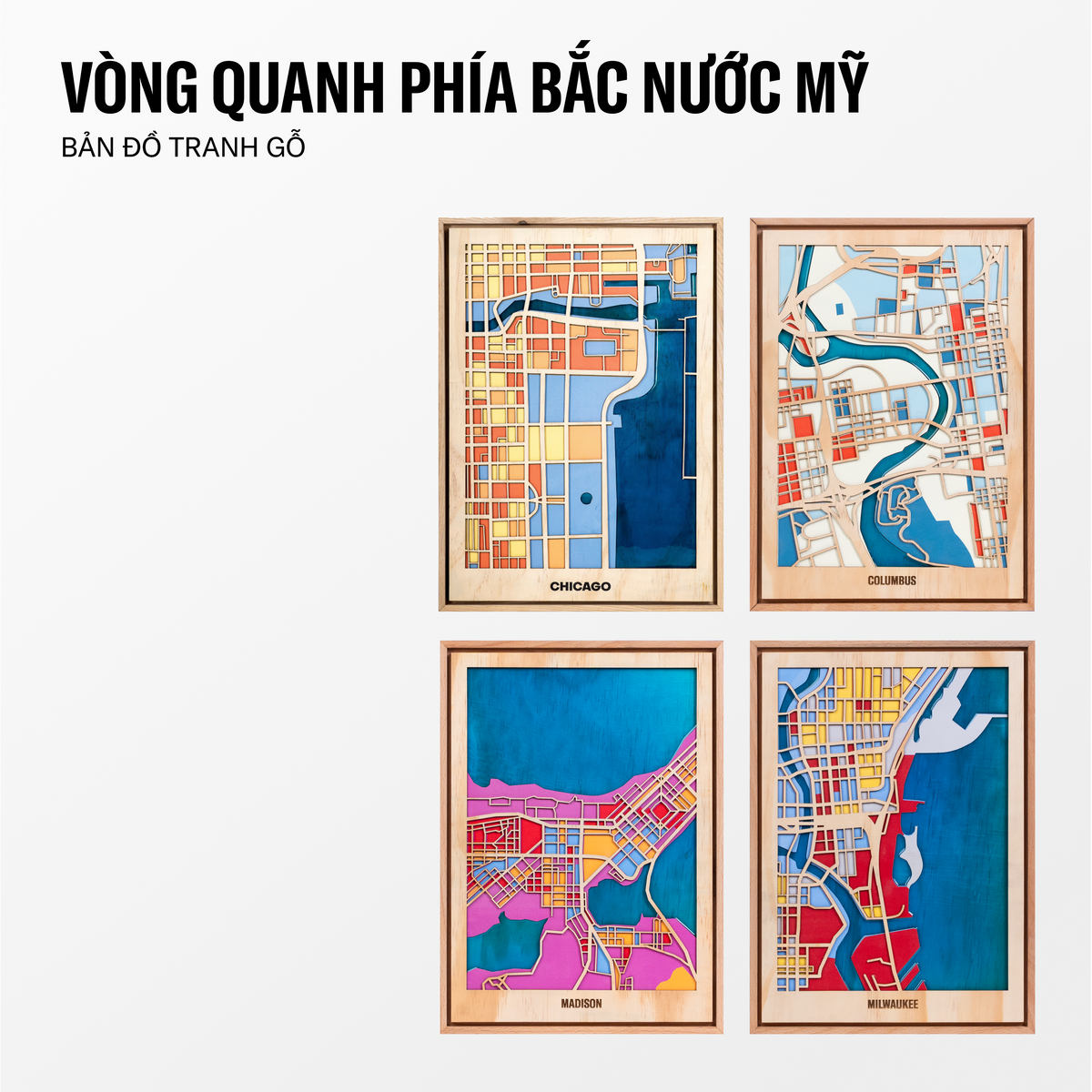 Bản Đồ Tranh Gỗ - Phía Bắc Nước Mỹ