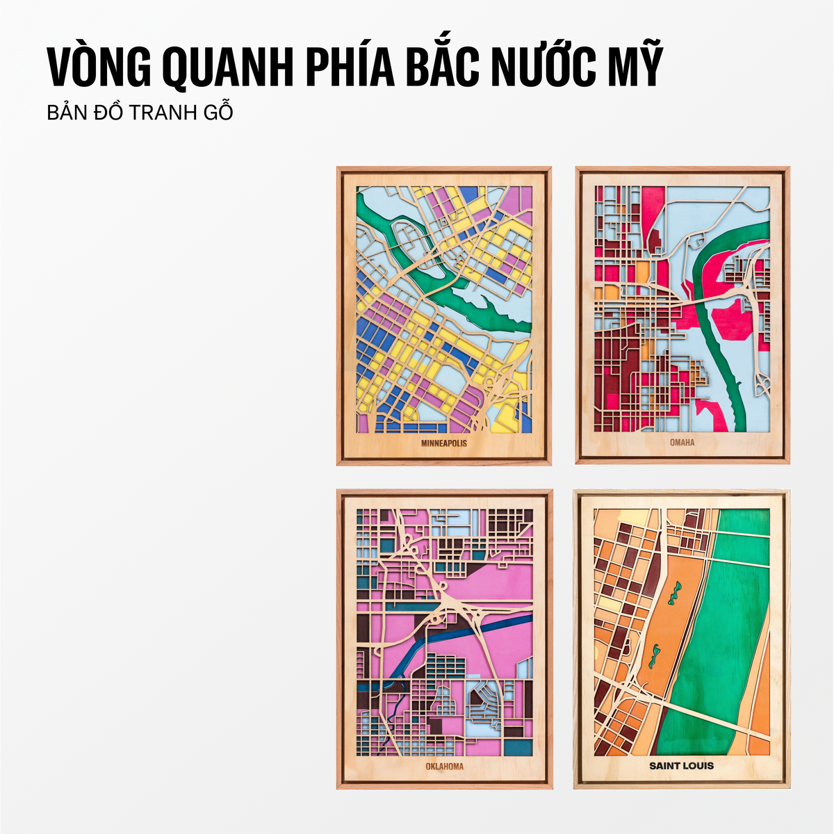 Bản Đồ Tranh Gỗ - Phía Bắc Nước Mỹ