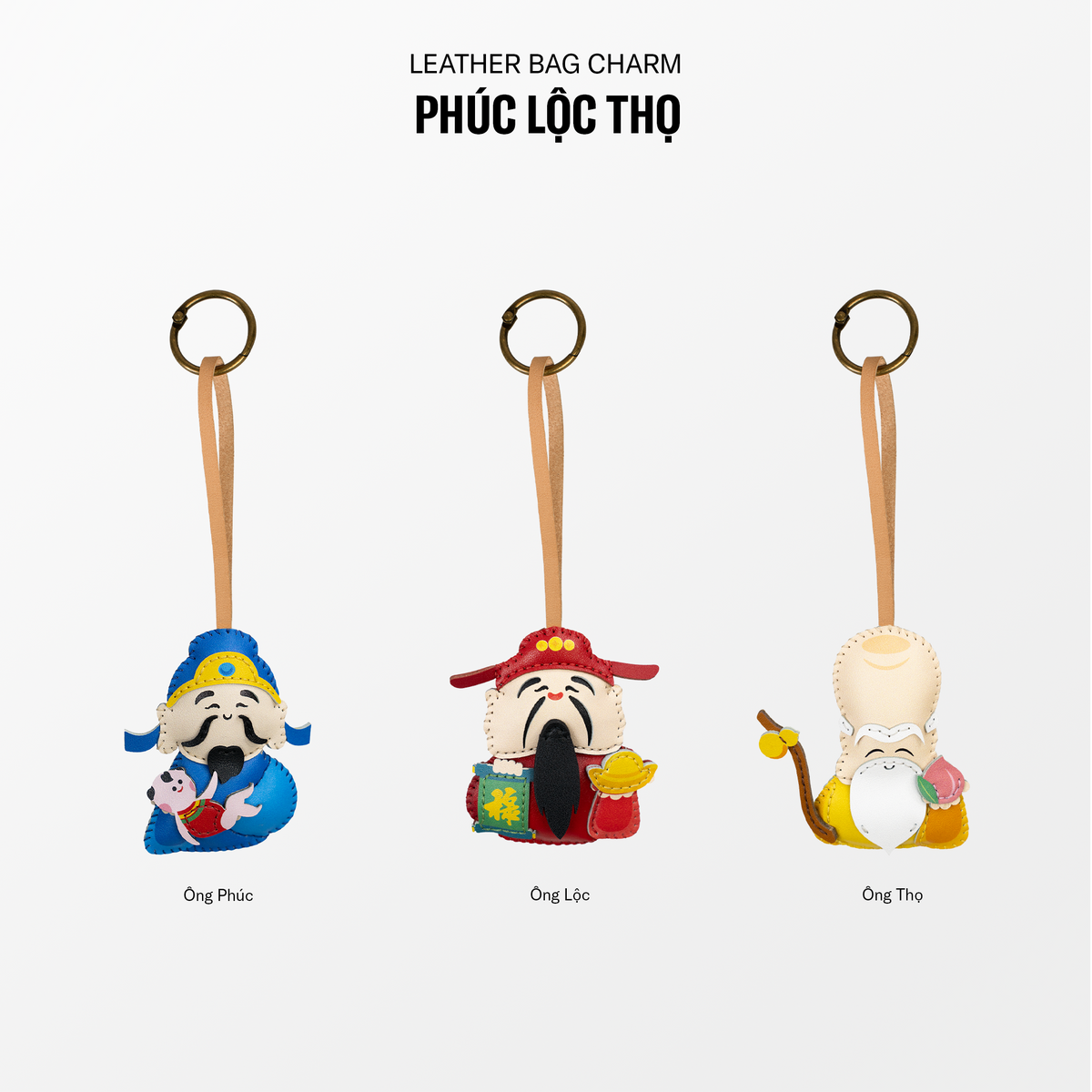 Móc Khóa Da Chủ Đề Phúc Lộc Thọ
