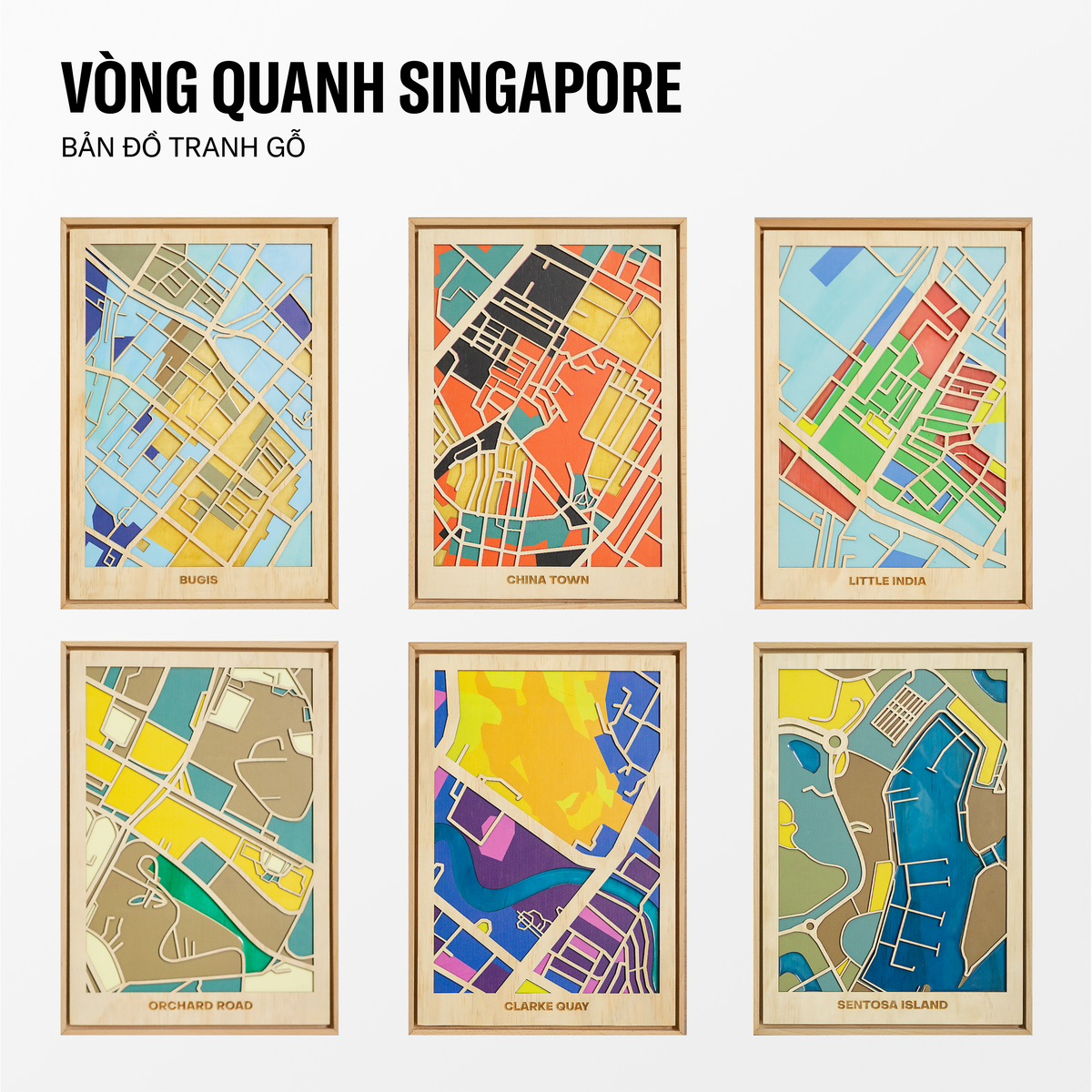 Bản Đồ Tranh Gỗ - Singapore