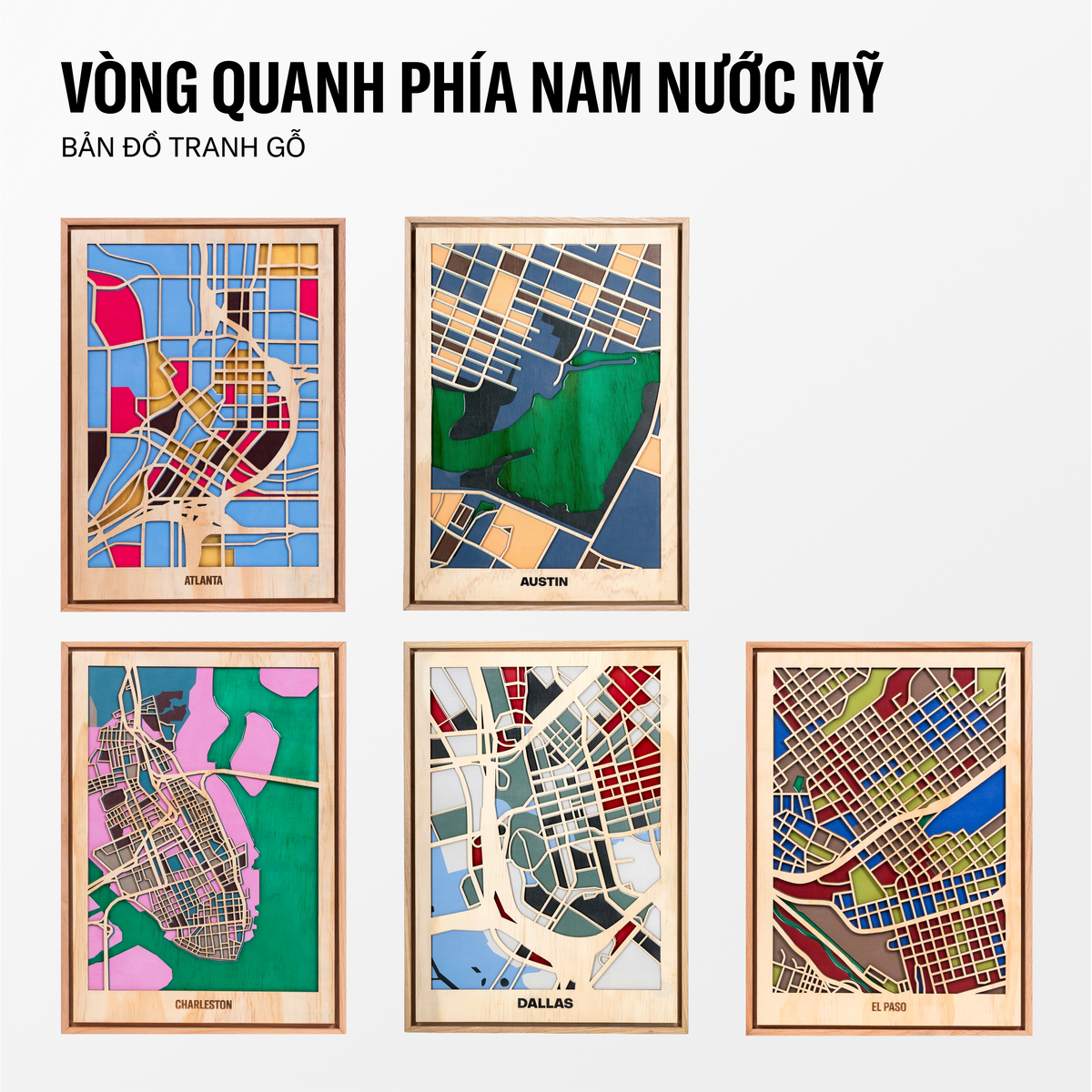 Bản Đồ Tranh Gỗ - Phía Nam Nước Mỹ