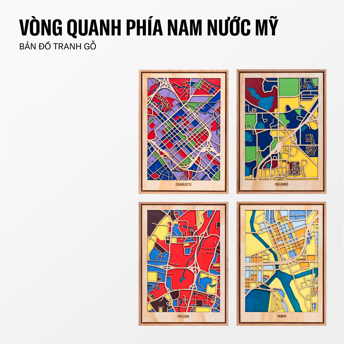 Bản Đồ Tranh Gỗ - Phía Nam Nước Mỹ