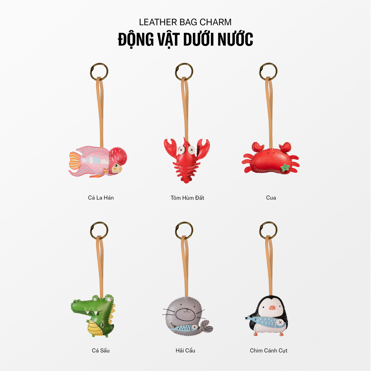 Móc Khóa Da Chủ Đề Động Vật Dưới Nước
