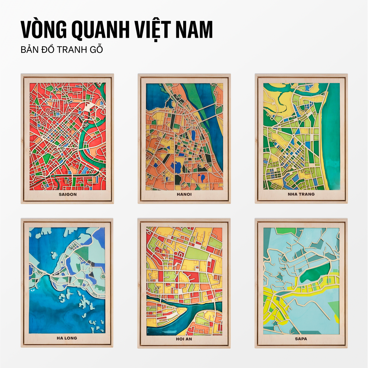 Bản Đồ Tranh Gỗ Vòng Quanh Việt Nam
