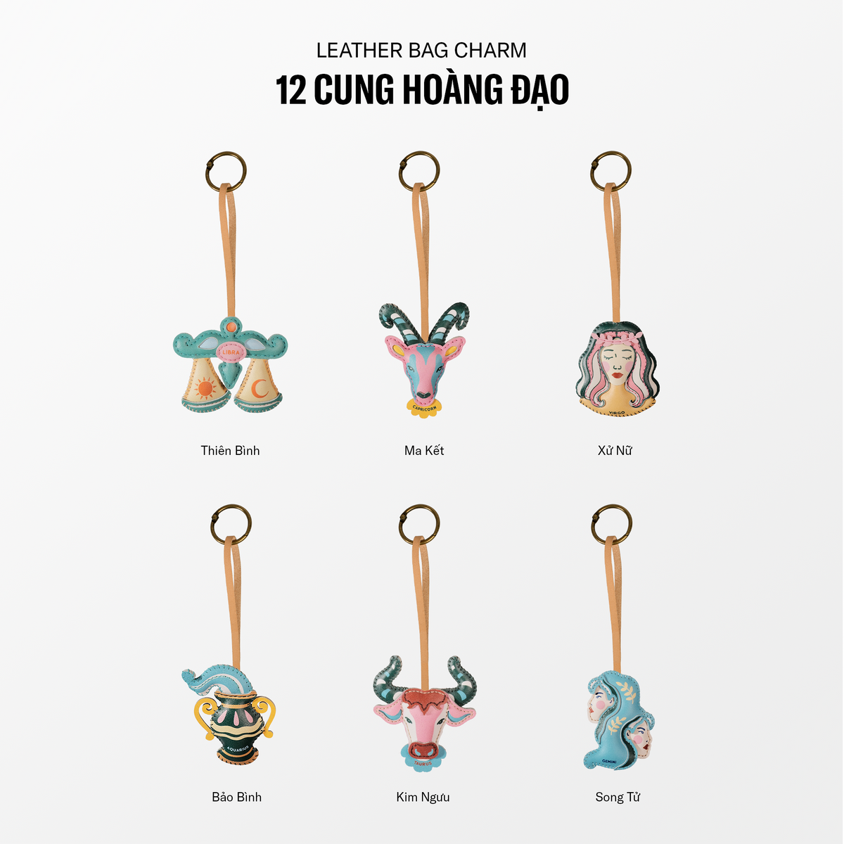 Móc Khóa Da Chủ Đề 12 Cung Hoàng Đạo