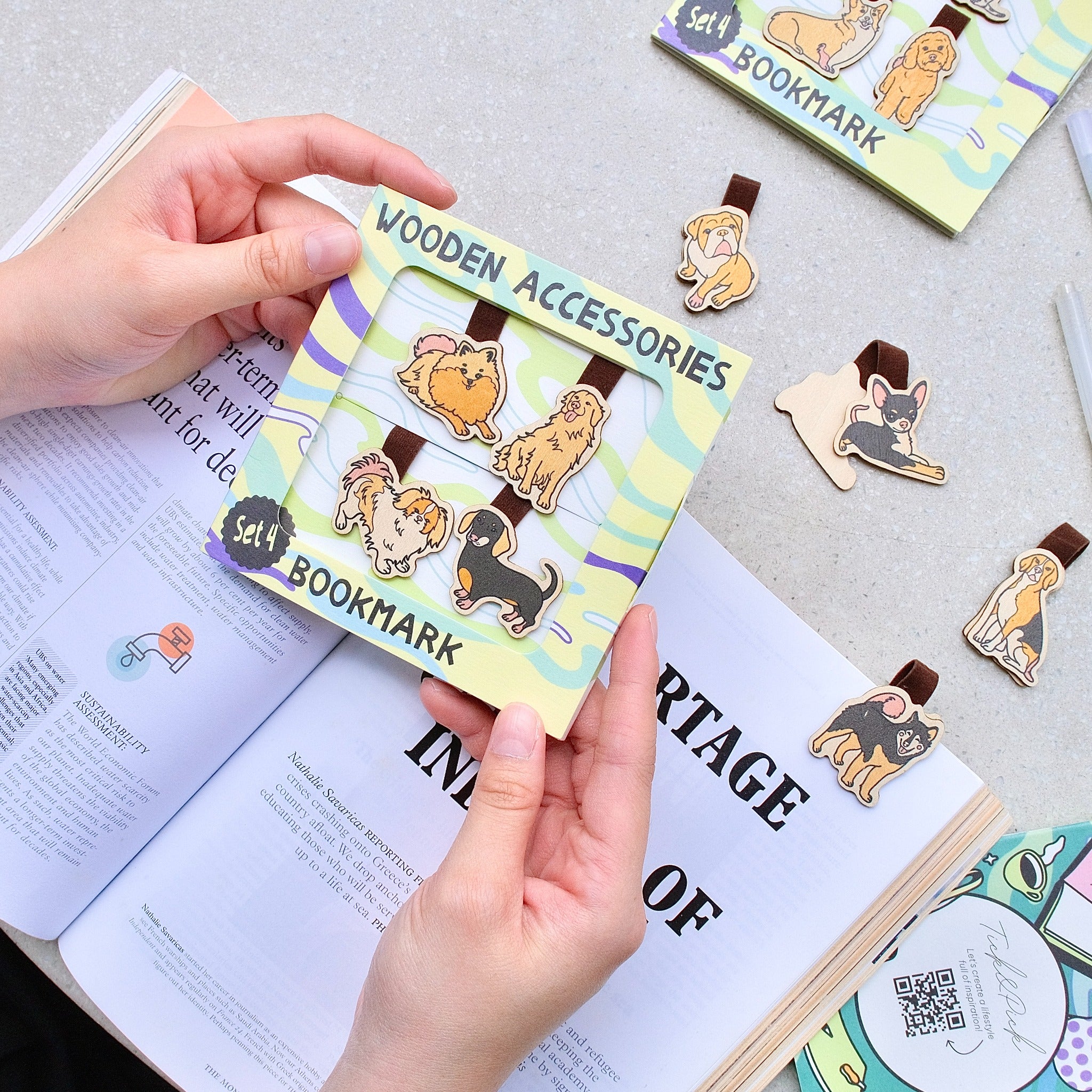 Kẹp Sách Gỗ (Set 4) - Chủ Đề Thú Cưng
