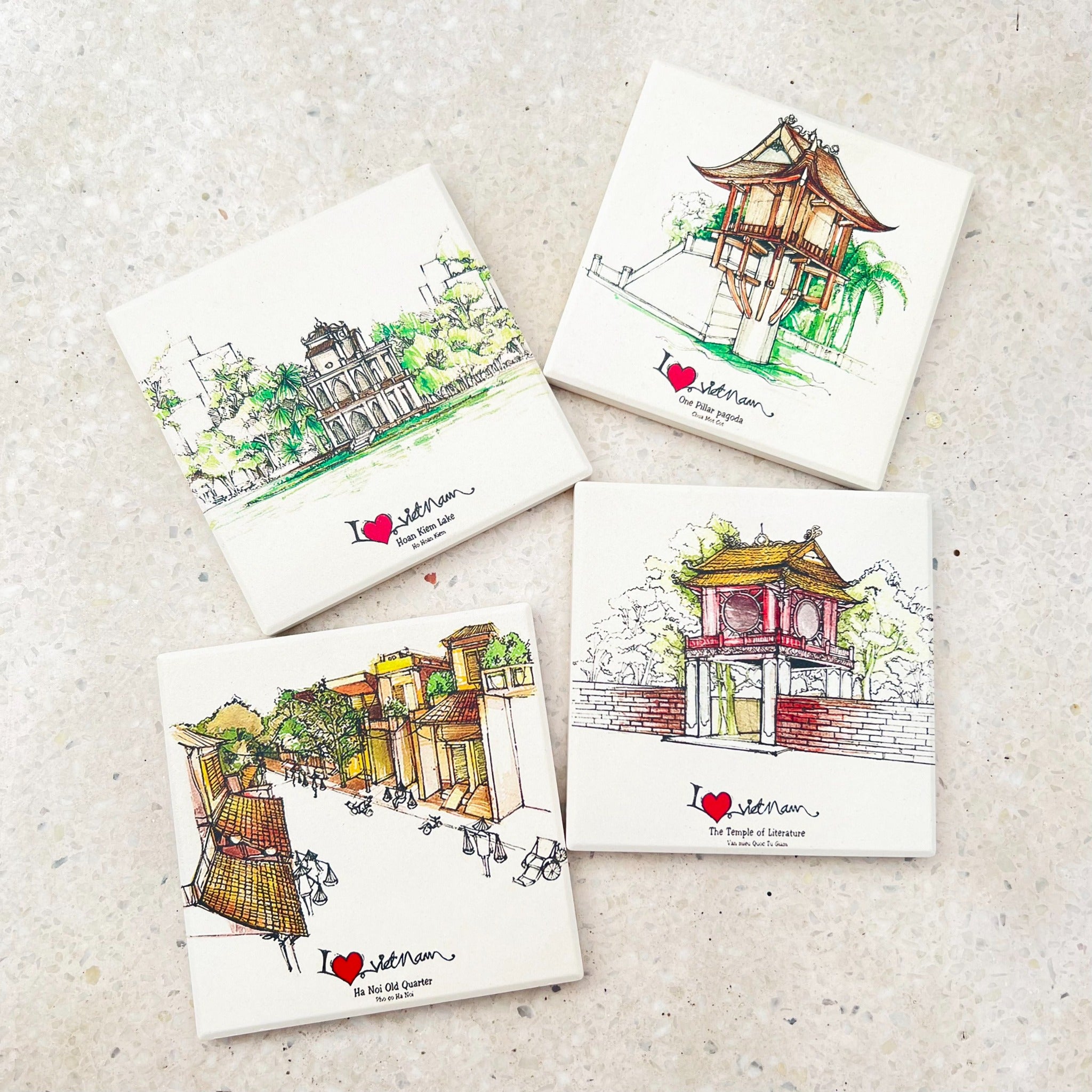Lót Ly Gốm - I love Vietnam